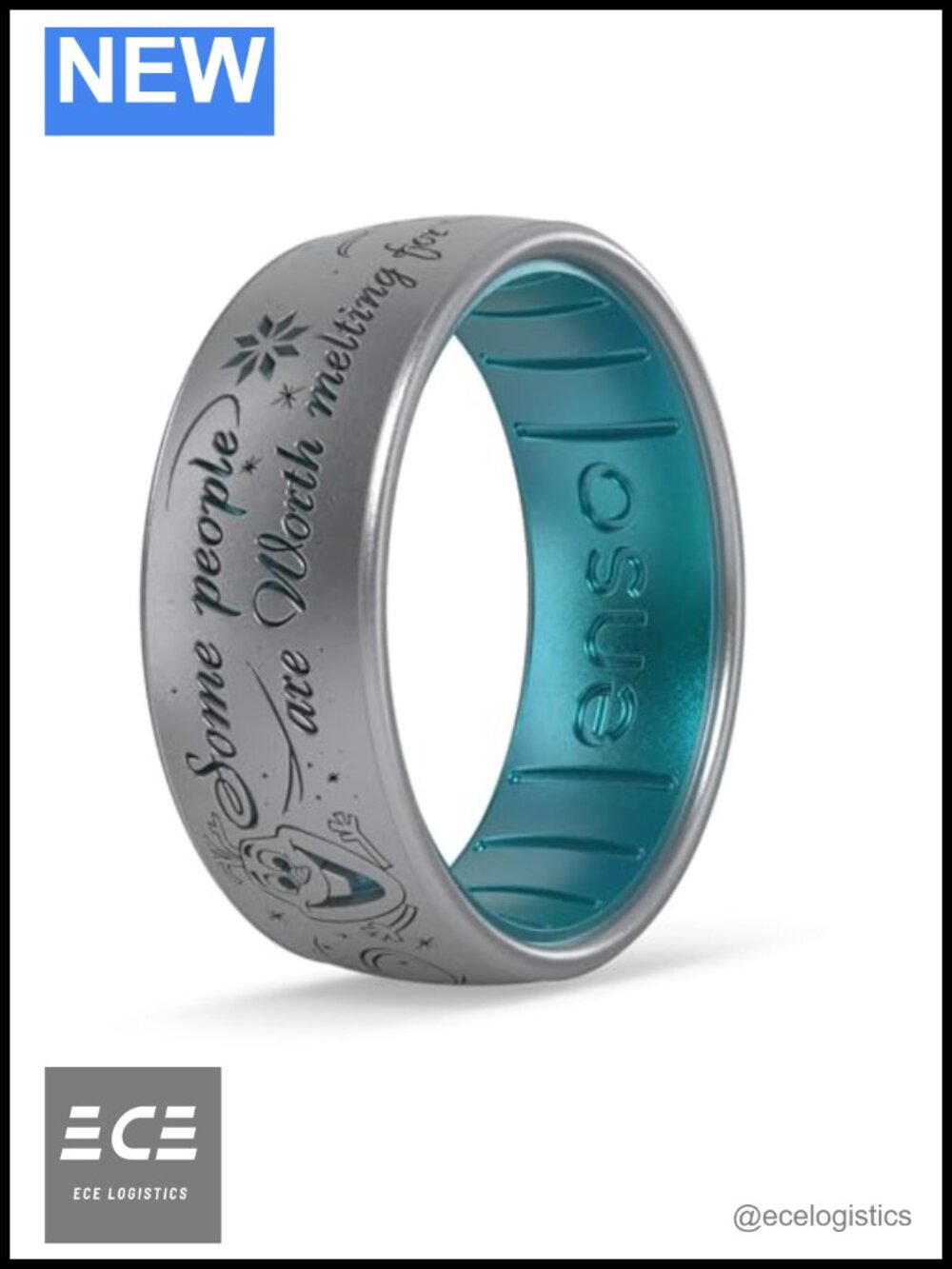 Silicone Disney Frozen Band Ring Comfortable Etched Design